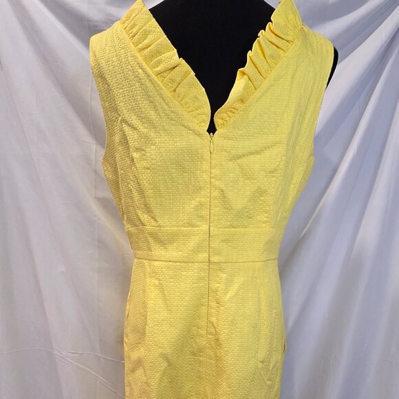 Eliza J New York Dress Yellow Size 12 Ruffles Pockets Lined Cotton - Picture 9 of 10